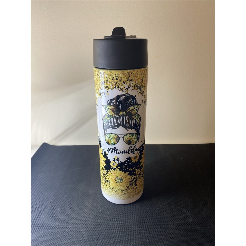 Starbucks Stainless Water Bottle #momlife Sunflower 20 Oz Yellow Black